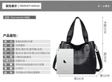 Women's PU Leather Tote Bag Solid Stitching Shoulder Messenger Bag