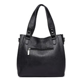 Women's PU Leather Tote Bag Solid Stitching Shoulder Messenger Bag