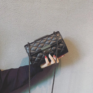 Women's PU Leather Rhombus Chain Messenger Bag