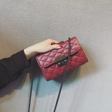 Women's PU Leather Rhombus Chain Messenger Bag
