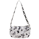 Leopard Print Shoulder Bag Colorful Butterfly Nylon Cloth Bags Chains Bag