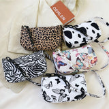 Leopard Print Shoulder Bag Colorful Butterfly Nylon Cloth Bags Chains Bag