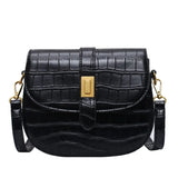 Women's PU Leather Saddle Bag Retro Western Shoulder Crocodile Crossbody