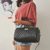 Women's Bag PU Leather Messenger Handbag Diamond Check Shoulder