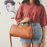 Women's Bag PU Leather Messenger Handbag Diamond Check Shoulder