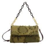 Women's Canvas Shoulder Bag High Internet Red Chain Small Square Bag