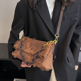 Women's Canvas Shoulder Bag High Internet Red Chain Small Square Bag