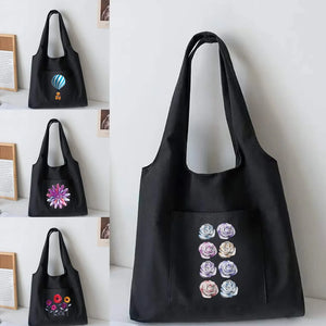 Women's Canvas Shoulder Bag Big Capacity 3D Pattern Tote Bag