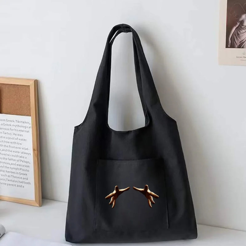 Women's Canvas Shoulder Bag Big Capacity 3D Pattern Tote Bag