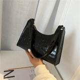 Embossed Stone Pattern Clutch Handbag with Chain Strap
