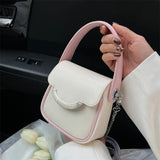Women's Contrast Chain Shoulder Bag Small Square Bag