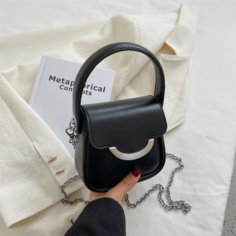 Women's Contrast Chain Shoulder Bag Small Square Bag