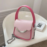 Women's Contrast Chain Shoulder Bag Small Square Bag