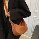Women's Retro Solid PU Shoulder Bag Dumpling Bag
