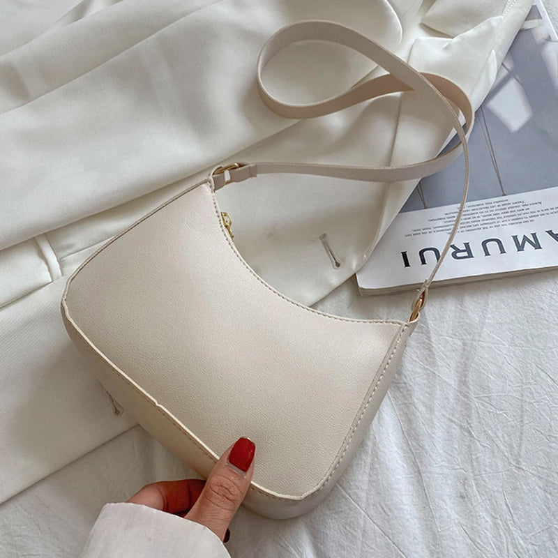 Retro Solid PU Leather Shoulder Bag Women Hobos Handbags