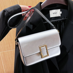 Women's Silver Texture Messenger Bag Shoulder Crossbody