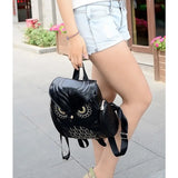 Women's PU Leather Owl Backpack Cartoon Casual Travel School Shoulder Bag