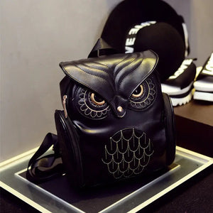 Women's PU Leather Owl Backpack Cartoon Casual Travel School Shoulder Bag