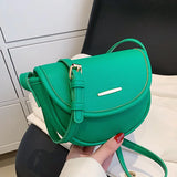 Retro Lychee Pattern Shoulder Bag Net Red Messenger Bag Saddle Bag