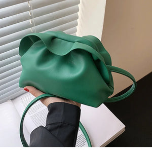 Women's Ruffled Pleated Shoulder Bag Casual Messenger Bag Dumpling Bag