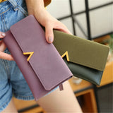 Women's Multifunctional Long PU Leather Wallet Clutch Zipper Student Wallet