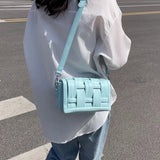 Woven Handbag Leather Shoulder Bags For Women Lady Purse Messenger bag