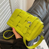 Woven Handbag Leather Shoulder Bags For Women Lady Purse Messenger bag