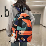Geometry Pattern Backpack for Teenage Girls Nylon School Bag