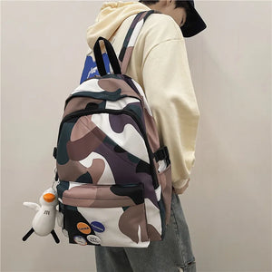 Geometry Pattern Backpack for Teenage Girls Nylon School Bag