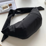 Nylon Hobo Crossbody Shoulder Bag with Knotted Straps for Women