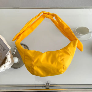 Nylon Hobo Crossbody Shoulder Bag with Knotted Straps for Women