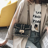 Small Pink Yellow PVC Rivet Women Handbag Soft Shoulder Bag