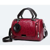 Flowers Pendant Handbag Women's Boston Bag Single Shoulder Bag