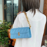 Quilted Flap Shoulder Bag Retro Handbag Metal Chain Small Purse