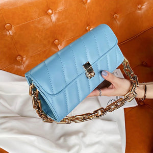 Quilted Flap Shoulder Bag Retro Handbag Metal Chain Small Purse