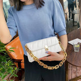 Quilted Flap Shoulder Bag Retro Handbag Metal Chain Small Purse