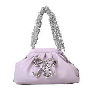 Rhinestone Bow Lipstick Bag Chain Messenger Bag