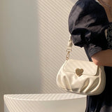 Women's Pleated Cloud Small Round Shoulder Bag Soft Handbag