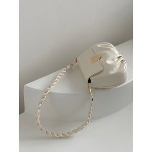 Women's Pleated Cloud Small Round Shoulder Bag Soft Handbag