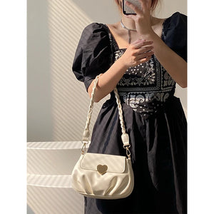 Women's Pleated Cloud Small Round Shoulder Bag Soft Handbag