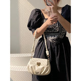 Women's Pleated Cloud Small Round Shoulder Bag Soft Handbag