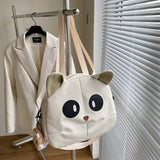 Cat Cartoon Canvas Shoulder Bag for Women