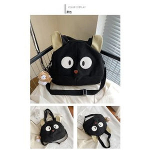 Cat Cartoon Canvas Shoulder Bag for Women