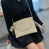Envelop Crossbody Bag Straw Handbag Large Capacity Retro Classic Shoulder Pack