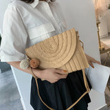 Envelop Crossbody Bag Straw Handbag Large Capacity Retro Classic Shoulder Pack