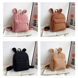 Fluffy Rabbit Backpack Plush School Bag with Bunny Ears for Girls