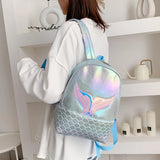 Women Girls Glitter Mermaid Backpack School Book Shoulder Bag Rucksack