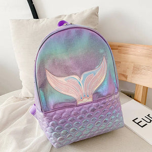 Glitter Mermaid Backpack Girl School Book Bag Rucksack PU Laser Travel