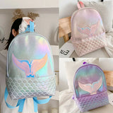 Glitter Mermaid Backpack Girl School Book Bag Rucksack PU Laser Travel