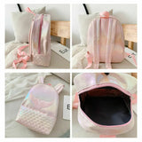 Glitter Mermaid Backpack Girl School Book Bag Rucksack PU Laser Travel